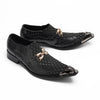 AOMISHOES™ Black Metal Tip Metal Tip Shoes #4073