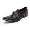 AOMISHOES™ Red Black Metal Gem Metal Tip Shoes #4084