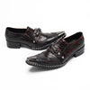 AOMISHOES™ Red Black Metal Gem Metal Tip Shoes #4084