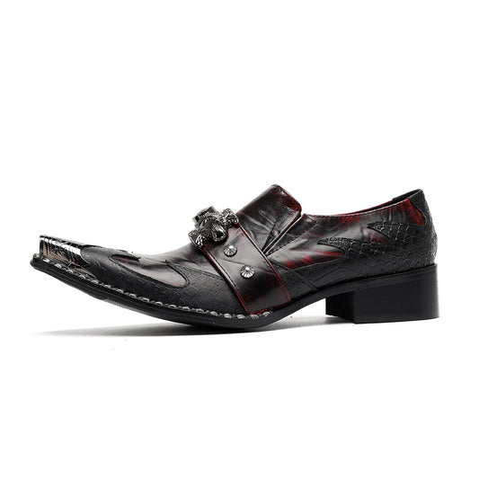 AOMISHOES™ Red Black Metal Gem Metal Tip Shoes #4084