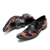 AOMISHOES™ Brown-Black Gem-Embedded Metal Tip Shoes #4070