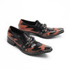 AOMISHOES™ Brown-Black Gem-Embedded Metal Tip Shoes #4070