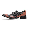 AOMISHOES™ Brown-Black Gem-Embedded Metal Tip Shoes #4070