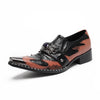 AOMISHOES™ Brown-Black Gem-Embedded Metal Tip Shoes #4070