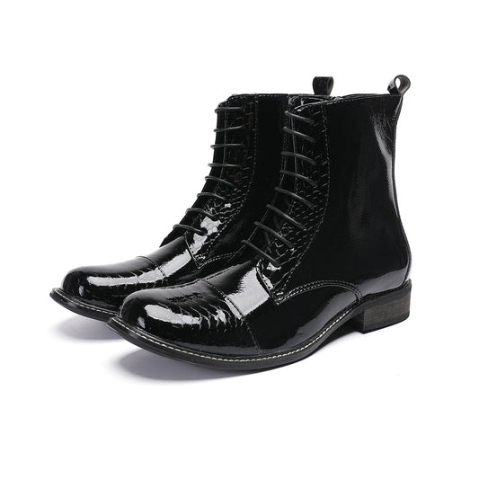 AOMISHOES™_Classic_Crocodile_High_Boots_#4042_Pointy_Toed_Party_Shoes_AOMISHOES™