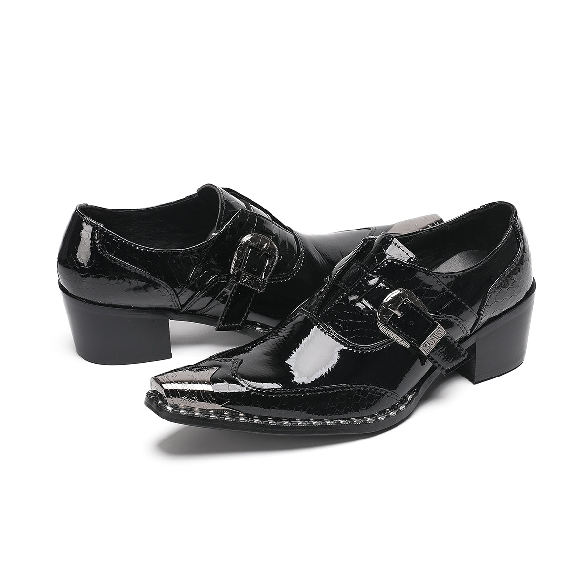AOMISHOES™_Classic_Black_Metal_Tip_Shoes_#4044_Party_Wear_AOMISHOES™