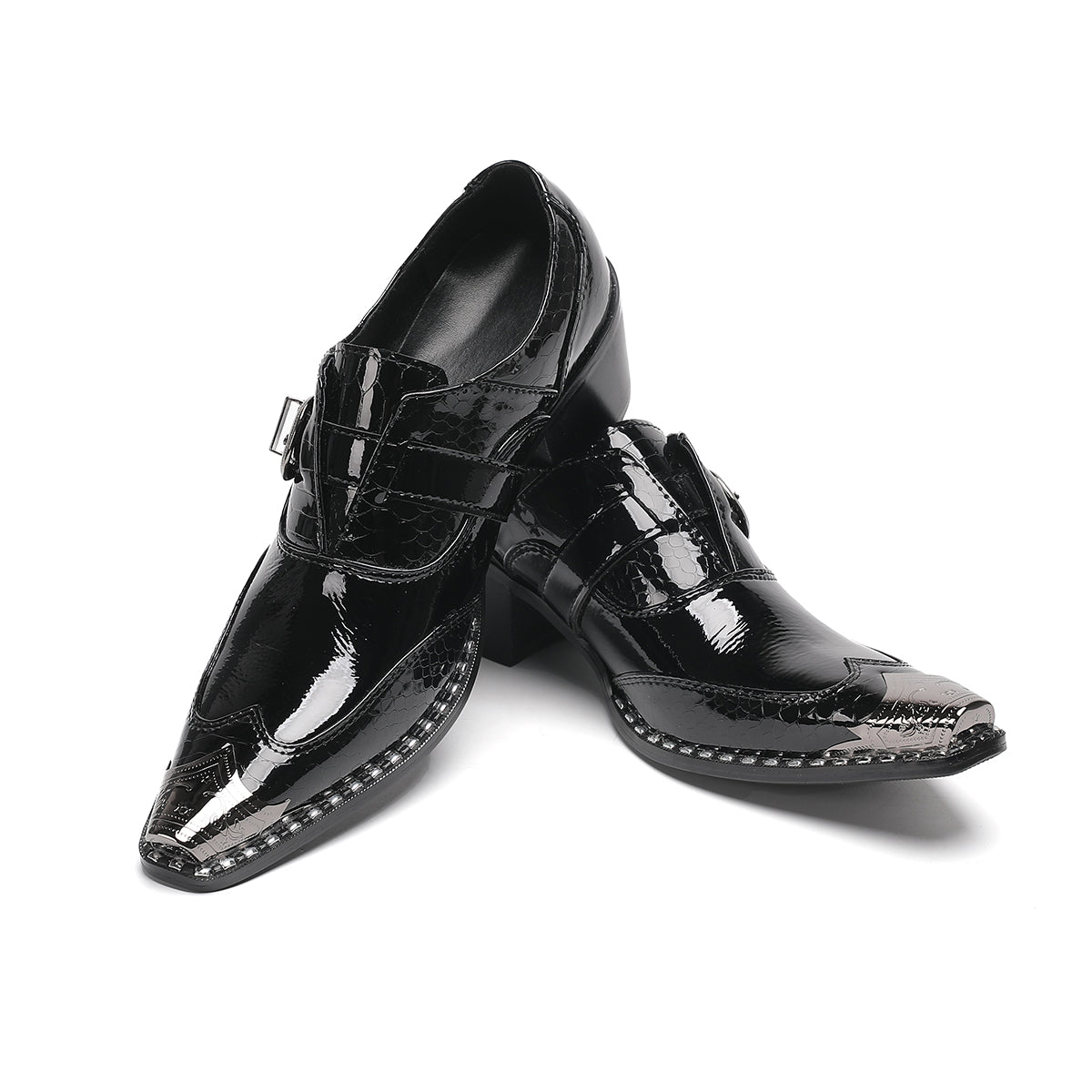 AOMISHOES™_Classic_Black_Metal_Tip_Shoes_#4044_Party_Wear_AOMISHOES™