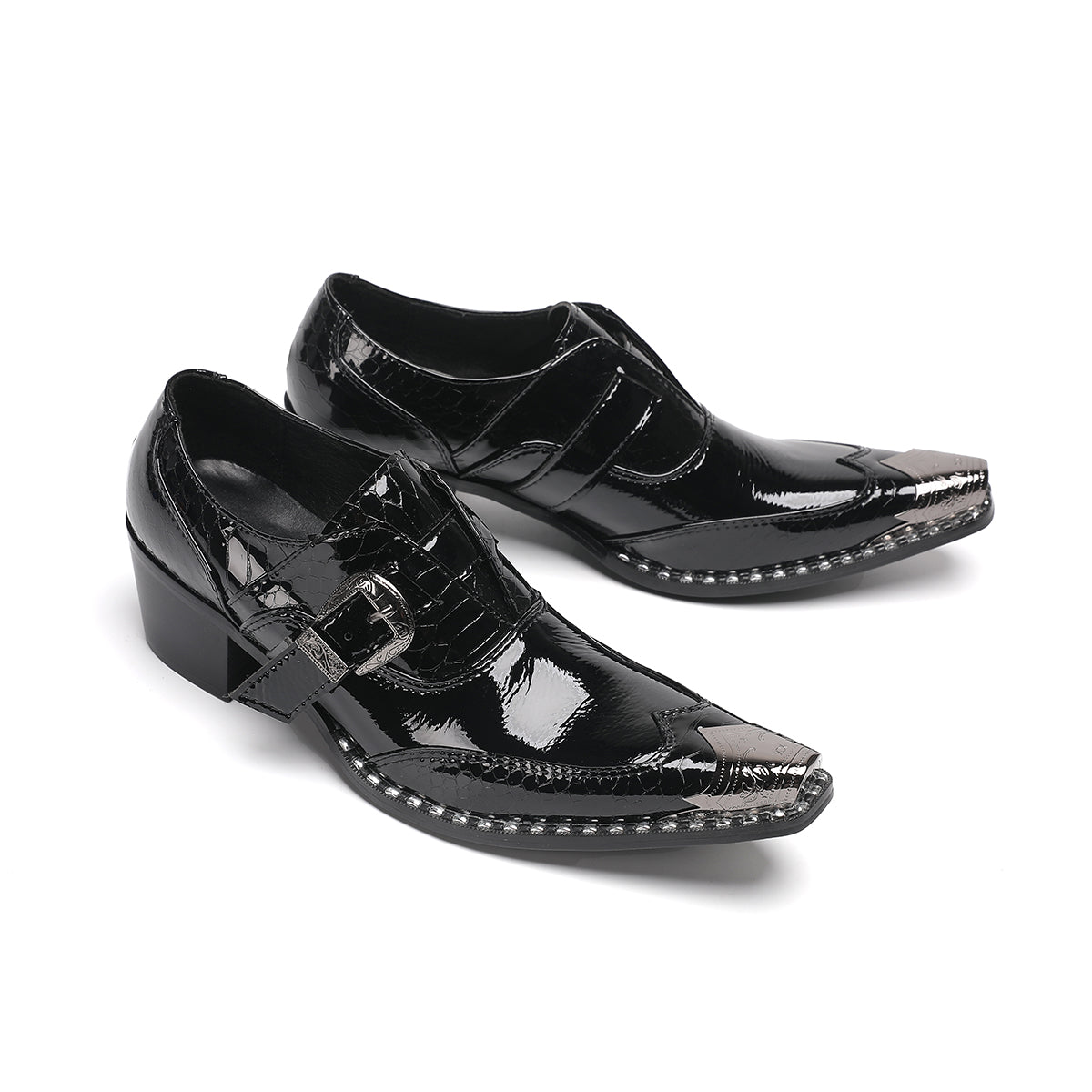 AOMISHOES™_Classic_Black_Metal_Tip_Shoes_#4044_Party_Wear_AOMISHOES™