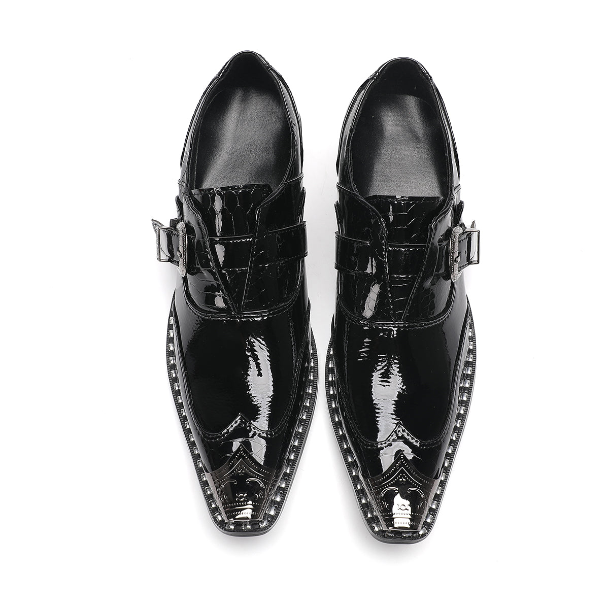 AOMISHOES™_Classic_Black_Metal_Tip_Shoes_#4044_Party_Wear_AOMISHOES™