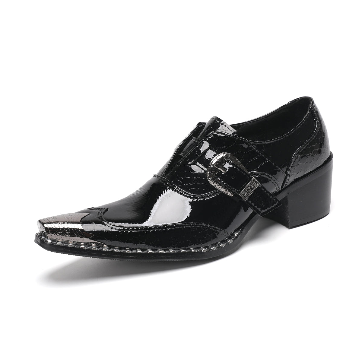 AOMISHOES™_Classic_Black_Metal_Tip_Shoes_#4044_Party_Wear_AOMISHOES™