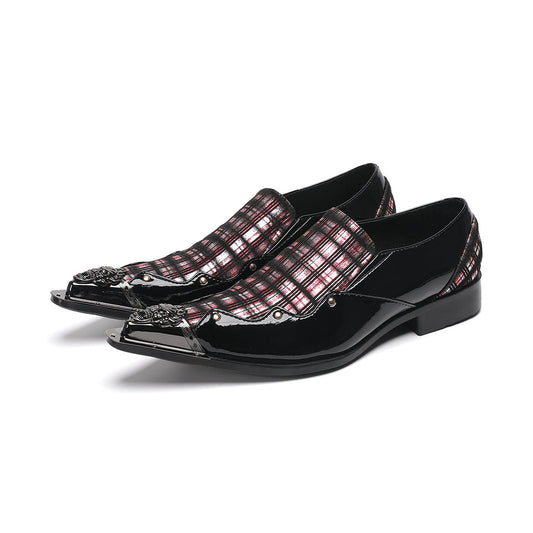 AOMISHOES™_Classic_Checked_Metal_Tip_Shoes_#4052_Party_Wear_AOMISHOES™
