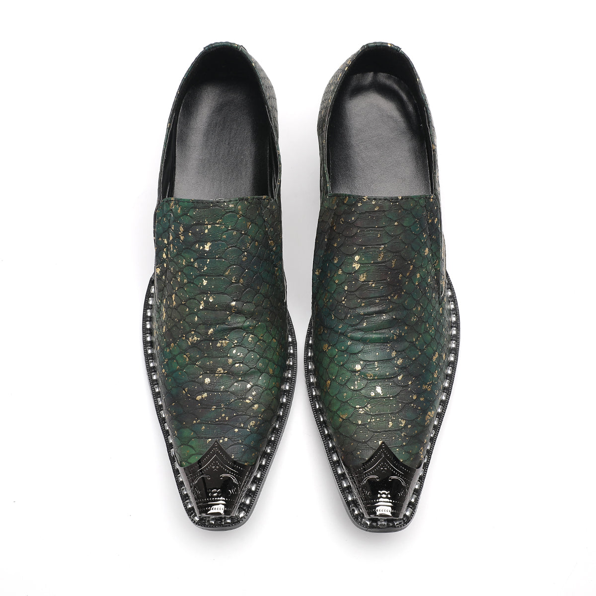 AOMISHOES™_Green_Luxury_Metal_Tip_Shoes_#4054_Party_Wear_AOMISHOES™