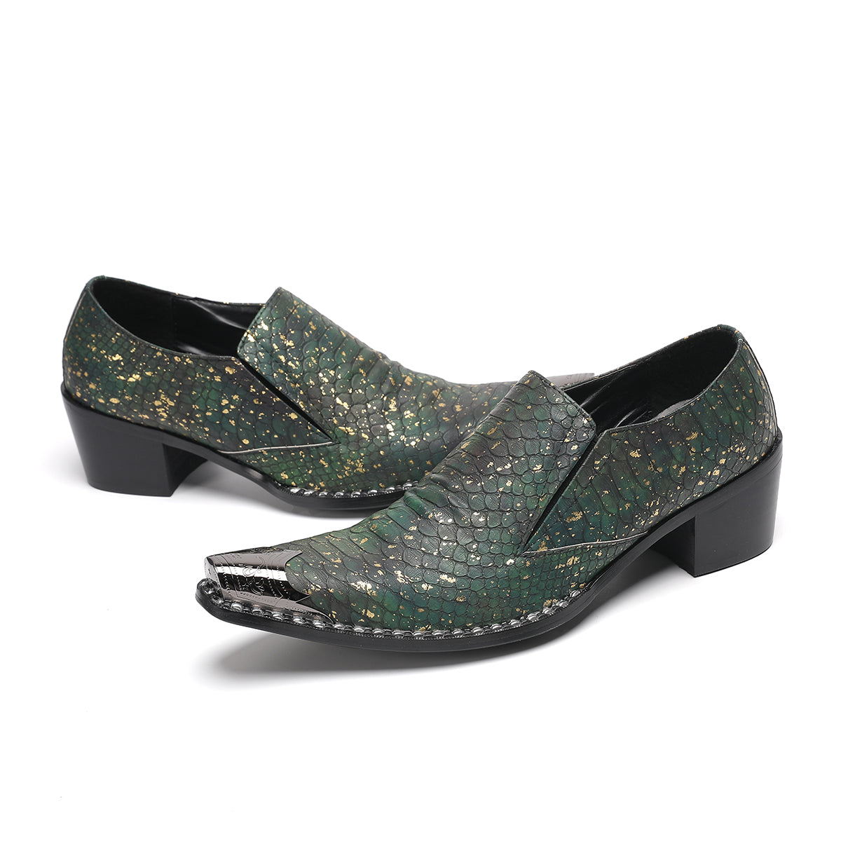 AOMISHOES™_Green_Luxury_Metal_Tip_Shoes_#4054_Party_Wear_AOMISHOES™