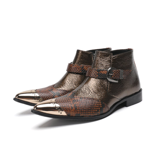 AOMISHOES™_Snake_Pattern_Metal_Tip_Boots_#4064_Party_Wear_AOMISHOES™