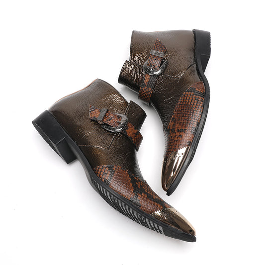 AOMISHOES™_Snake_Pattern_Metal_Tip_Boots_#4064_Party_Wear_AOMISHOES™