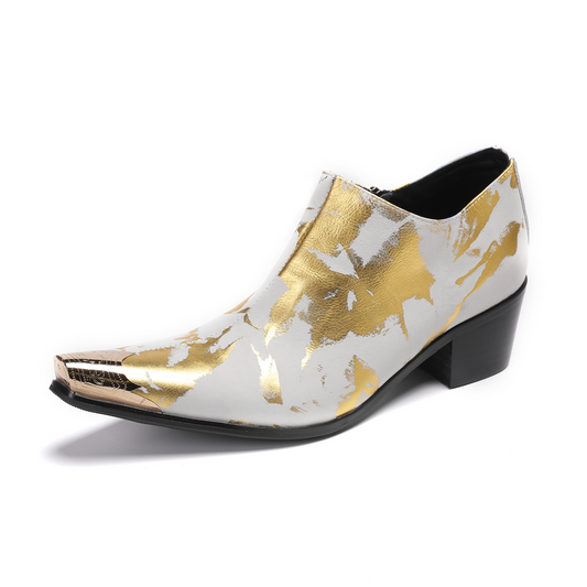 AOMISHOES™ Leche Dorada Metal Tip Shoes 9117
