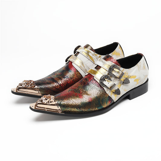 AOMISHOES_Colorful_Double - buckle_Shoes_#4110_Stylish_Footwear_AOMISHOES