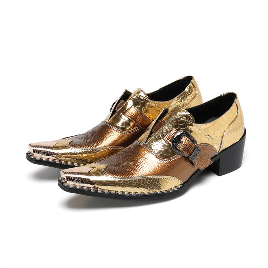 AOMISHOES_Gold_Snake_Buckle_Shoes_#4113_Fashion_Footwear_AOMISHOES