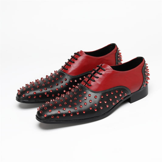 AOMISHOES_Red_Black_Rivet_Shoes_#4108_Fashion_Footwear_AOMISHOES