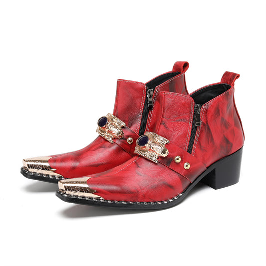 AOMISHOES_Red_Metal_Ornament_Shoes_#4106_Fashion_Footwear_AOMISHOES