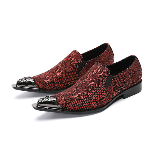 AOMISHOES™ Italian Red Snake Dress Shoes #8024