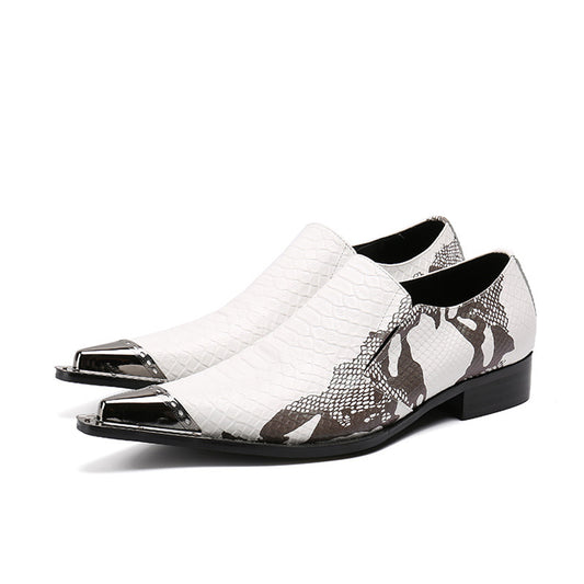 AOMISHOES™ Print White Dress Shoes #8033