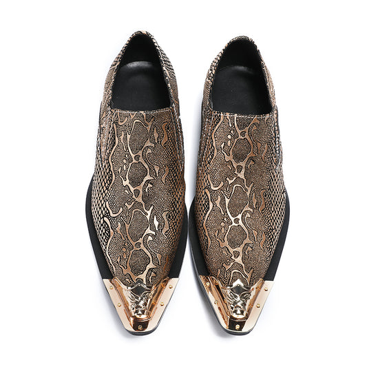 AOMISHOES™ Italian Snake Golden Dress Shoes #8024