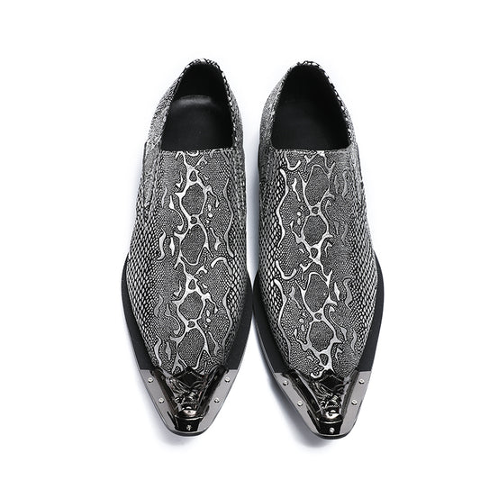 AOMISHOES™ Italian Snake Silver Dress Shoes #8036