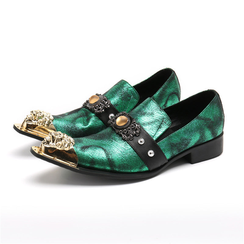 AOMISHOES The Emerald Green With Gem Dress Shoes 8091 Aomishoes