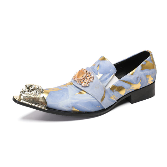 AOMISHOES™  Confuso Blu Metal Tip Shoes 9190