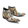 AOMISHOES Colorful Printed Pointed Shoes #4116