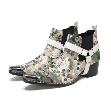 AOMISHOES Pointed Shoes Print Belt Buckle #4117