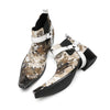 AOMISHOES Pointed Shoes Print Buckle #4118
