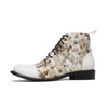 AOMISHOES Pointed Shoes White Print #4119