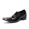 AOMISHOES™ Black Gold-decorated Metal Tip Shoes #4071