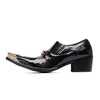 AOMISHOES™ Black Gold-decorated Metal Tip Shoes #4071