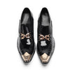 AOMISHOES™ Black Gold-decorated Metal Tip Shoes #4071