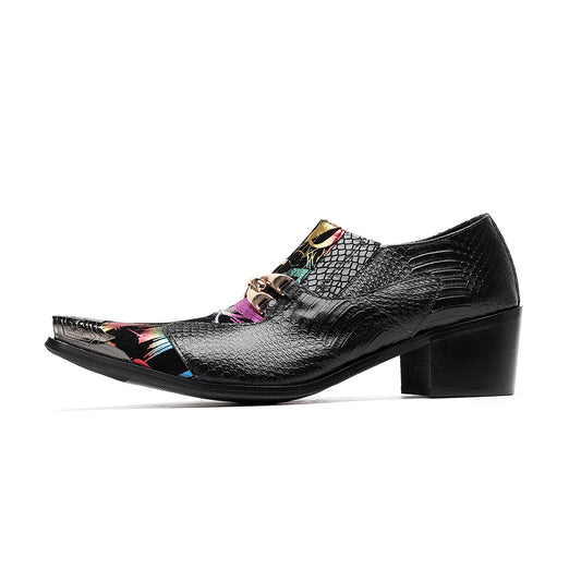 AOMISHOES™ Black Graffiti Metal Tip Shoes #4085