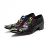 AOMISHOES™ Black Graffiti Metal Tip Shoes #4085