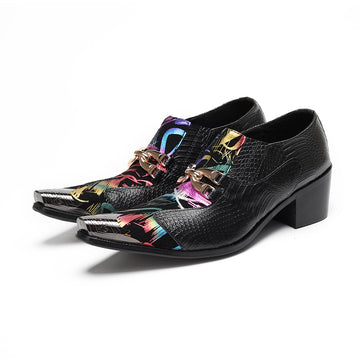 AOMISHOES™ Black Graffiti Metal Tip Shoes #4085