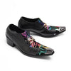 AOMISHOES™ Black Graffiti Metal Tip Shoes #4085