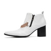 AOMISHOES™ White Chain Decor Metal Tip Shoes Party high - heeled boots #4088