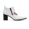 AOMISHOES™ White Chain Decor Metal Tip Shoes Party high - heeled boots #4088