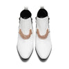 AOMISHOES™ White Chain Decor Metal Tip Shoes Party high - heeled boots #4088