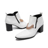 AOMISHOES™ White Chain Decor Metal Tip Shoes Party high - heeled boots #4088