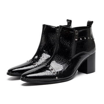 AOMISHOES™ Black Rivet Party high-heeled boots #4091