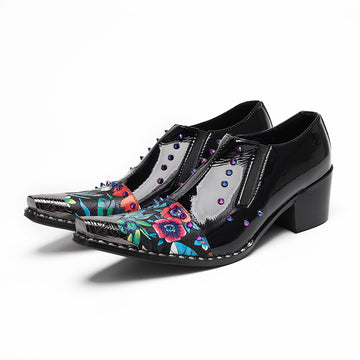 AOMISHOES™ Black Rivet Flower Metal Tip Shoes #4075