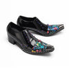 AOMISHOES™ Black Rivet Flower Metal Tip Shoes #4075