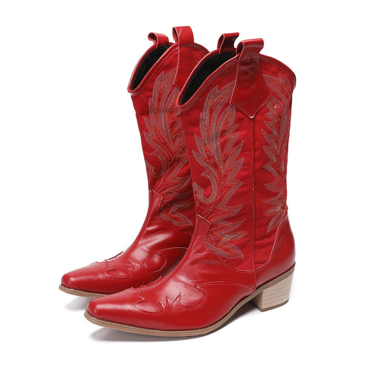 AOMISHOES™ Crimson Suede High Boots #4011