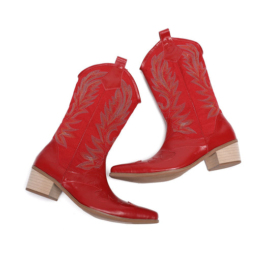 AOMISHOES™ Crimson Suede High Boots #4011